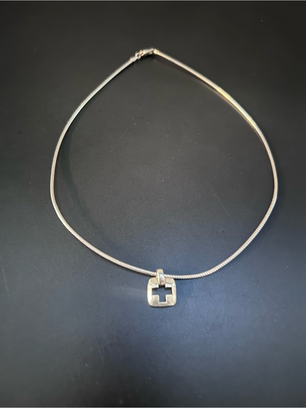 Tiffany’s Silver Square Pendant Necklace - Elegant Women’s Jewelry